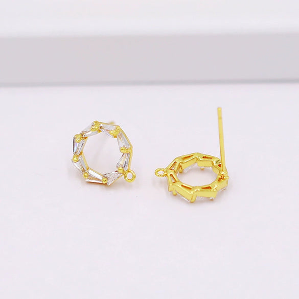 Wholesale Jewelry Diy Accessories Copper 925 Silver Needle Set With Diamond Hook Earrings Plated With 18K Real Gold Hanging Earrings Electroplating Flowers Style