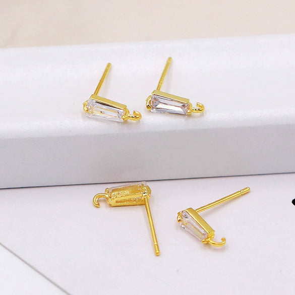 Wholesale Jewelry Diy Accessories Copper 925 Silver Needle Set With Diamond Hook Earrings Plated With 18K Real Gold Hanging Earrings Electroplating Flowers Style