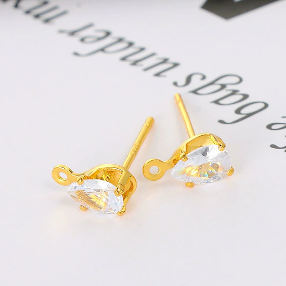 Wholesale Jewelry Diy Accessories Copper 925 Silver Needle Set With Diamond Hook Earrings Plated With 18K Real Gold Hanging Earrings Electroplating Flowers Style