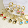 Wholesale Jewelry Donut Oil Drop Earrings Copper 18K Gold Plated Electroplated Geometric Style For Women