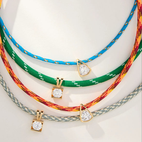 Wholesale Jewelry Dopamine Braided Colorful Rope Zircon Copper Geometric Electroplating Necklace For Women