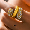 Wholesale Jewelry Dropshaped Zircon Multilayer Splicing 316L Stainless Steel 18K Gold Plated Geometric Ring For Women