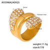 Wholesale Jewelry Dropshaped Zircon Multilayer Splicing 316L Stainless Steel 18K Gold Plated Geometric Ring For Women