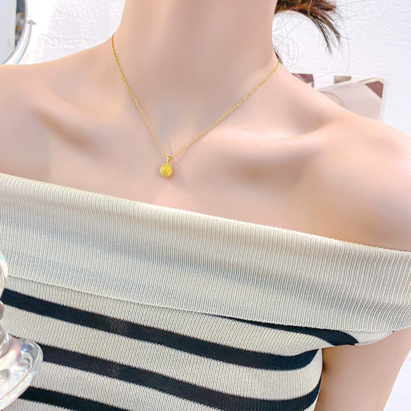 Wholesale Jewelry Durian Shape Titanium Steel And Copper Electroplated Cross Chain Clavicle Necklace For Women