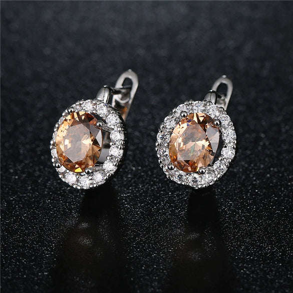 Wholesale Jewelry Earrings Environmental Protection Copper Heart Shaped Inlaid Zircon