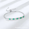 Wholesale Jewelry Eggshaped S925 Silver Cultivated Emerald Geometric Inlay Women's Bracelet