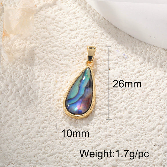 Wholesale Jewelry Elegant Abalone Shellfish Pendant Handmade Inlay Copper Plated Gold Geometric Heart Shape Necklace