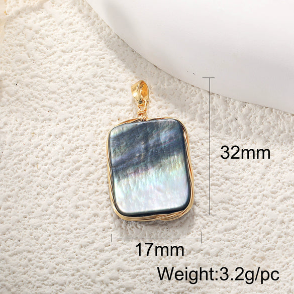 Wholesale Jewelry Elegant Abalone Shellfish Pendant Handmade Inlay Copper Plated Gold Geometric Heart Shape Necklace