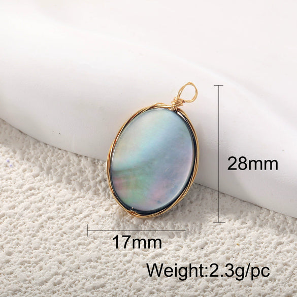 Wholesale Jewelry Elegant Abalone Shellfish Pendant Handmade Inlay Copper Plated Gold Geometric Heart Shape Necklace