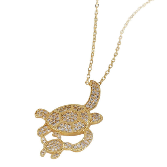 Wholesale Jewelry Elegant Animal Style Copper Turtle Pendant Necklace With Electroplating And O Word Chain