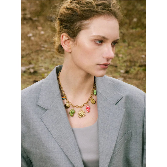 Wholesale Jewelry Elegant Beach Sweet Sun Shell Fish 304 Stainless Steel Plating Cable Chain Necklace