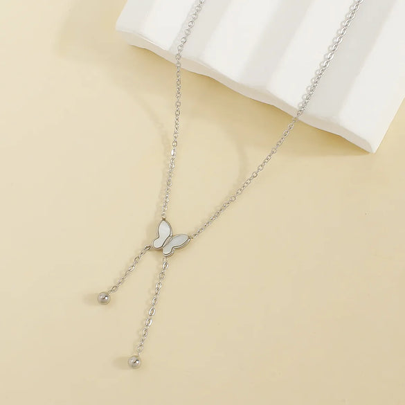 Wholesale Jewelry Elegant Butterfly 304 Stainless Steel Pendant Necklace