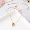 Wholesale Jewelry Elegant Circle 304 Stainless Steel Rhinestones 18K Gold Plated Inlay Pendant Necklace