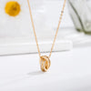 Wholesale Jewelry Elegant Circle 304 Stainless Steel Rhinestones 18K Gold Plated Inlay Pendant Necklace