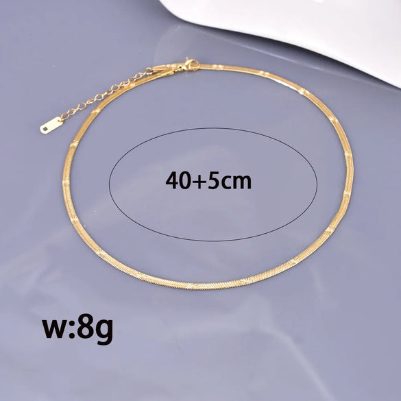 Wholesale Jewelry Elegant Classic Style Solid Color 304 Stainless Steel Titanium Steel 18K Gold Plated Necklace