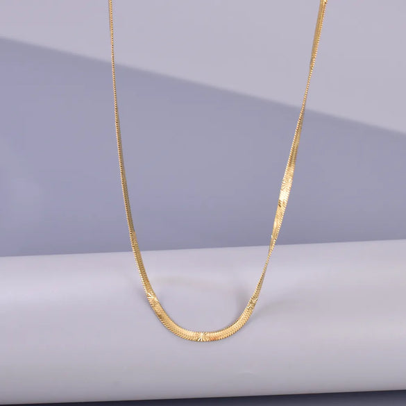Wholesale Jewelry Elegant Classic Style Solid Color 304 Stainless Steel Titanium Steel 18K Gold Plated Necklace