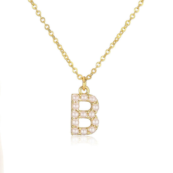 Wholesale Jewelry Elegant Copper Set With Pearl Letter Necklace O Chain Women's