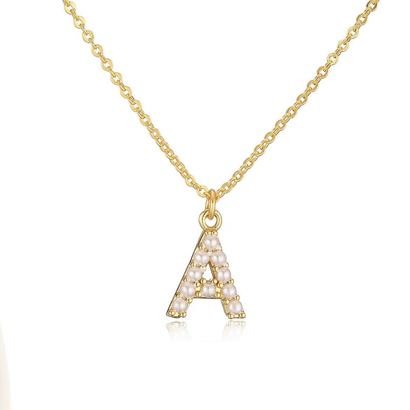 Wholesale Jewelry Elegant Copper Set With Pearl Letter Necklace O Chain Women's