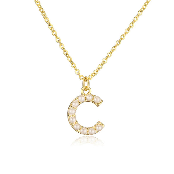 Wholesale Jewelry Elegant Copper Set With Pearl Letter Necklace O Chain Women's