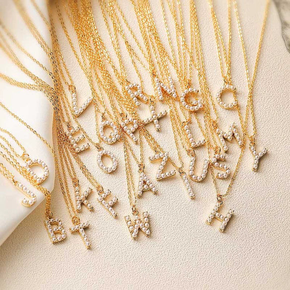 Wholesale Jewelry Elegant Copper Set With Pearl Letter Necklace O Chain Women's