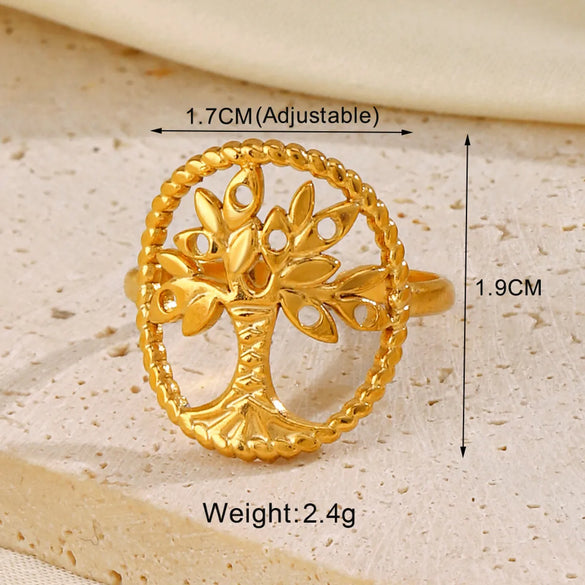 Wholesale Jewelry Elegant Cross Heart Shape Life Tree 304 Stainless Steel Open Rings