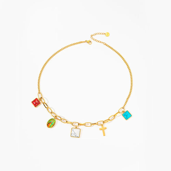 Wholesale Jewelry Elegant Cross Square Oval Titanium Steel Jewelry Set