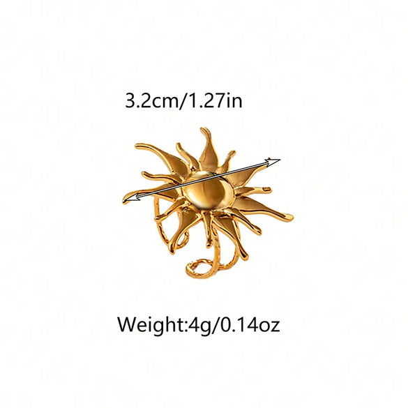 Wholesale Jewelry Elegant Exaggerated Sun Star Moon 304 Stainless Steel 14K Gold Plated Plating Open Rings