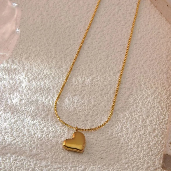 Wholesale Jewelry Elegant French Style Simple Style Heart Shape 304 Stainless Steel 18K Gold Plated Pendant Necklace