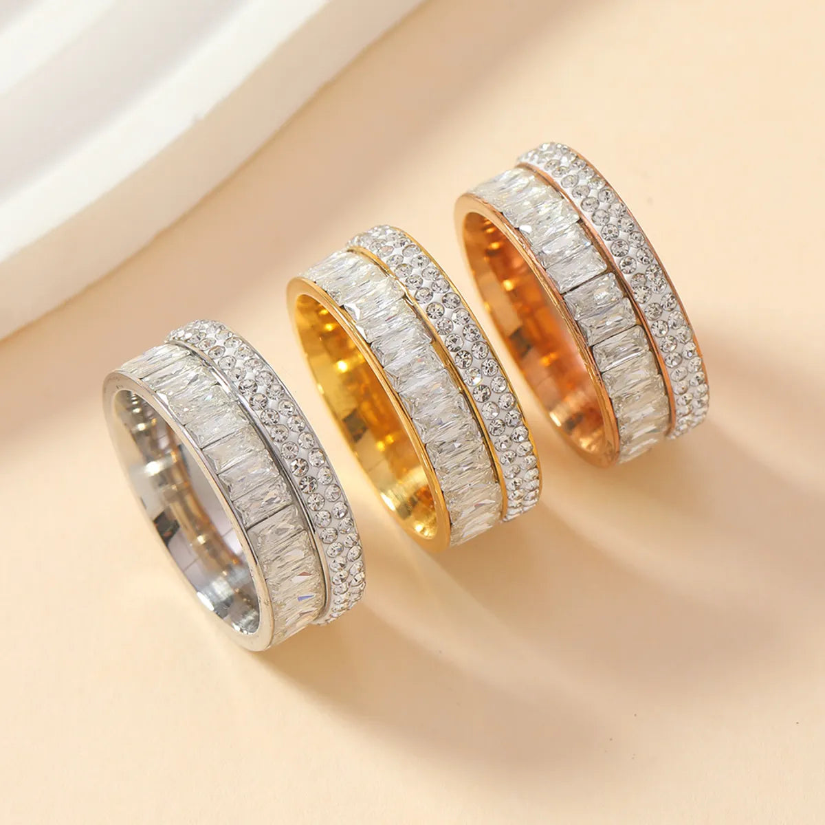 Wholesale Jewelry Elegant Geometric Solid Color Titanium Steel Rings ...