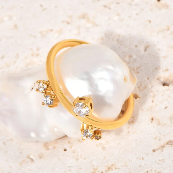 Wholesale Jewelry Elegant Glam Solid Color 304 Stainless Steel Rhinestones 18K Gold Plated Plating Inlay Rings