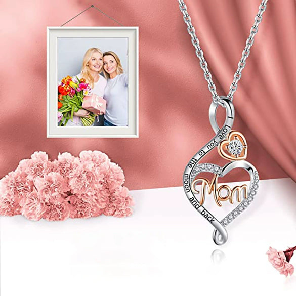 Wholesale Jewelry Elegant Heart Shaped Copper Mixed Gem Inlay Zircon Necklace With O Chain