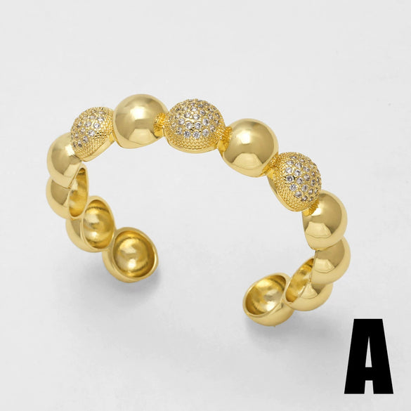 Wholesale Jewelry Elegant Inlaid Zircon Butterfly Bracelet Copper 18K Gold Plated Electroplated With Star Pattern