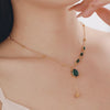 Wholesale Jewelry Elegant Luxurious Romantic Solid Color 304 Stainless Steel Artificial Gemstones 18K Gold Plated Plating Pendant Necklace