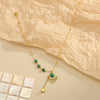 Wholesale Jewelry Elegant Luxurious Round Sector Square Titanium Steel Gem 18K Gold Plated Plating Inlay Pendant Necklace