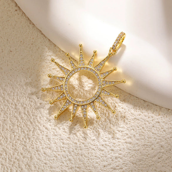 Wholesale Jewelry Elegant Minimalist Star Copper Plated Real Gold Pendant Necklace With Zircon