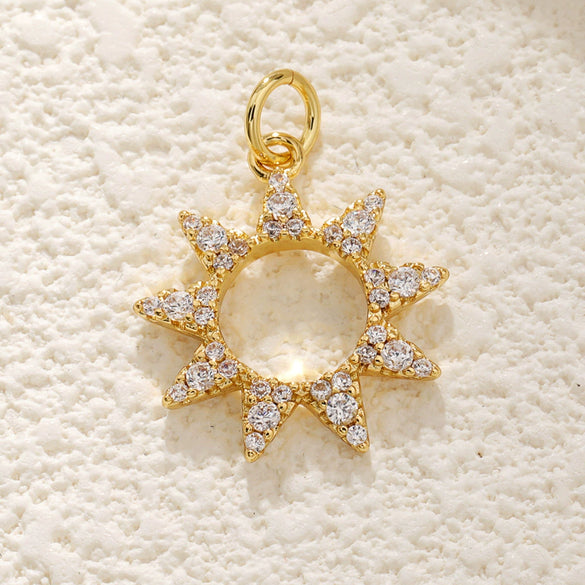 Wholesale Jewelry Elegant Minimalist Star Copper Plated Real Gold Pendant Necklace With Zircon