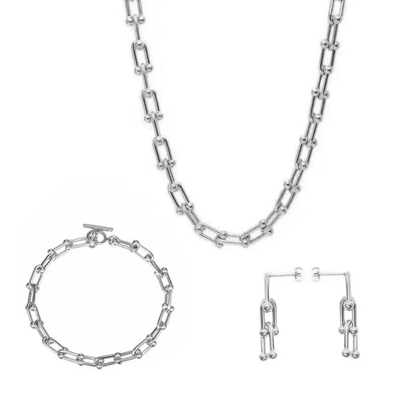 Wholesale Jewelry Elegant Modern Style Streetwear Solid Color 304 Stainless Steel 18K Gold Plated Bracelets Earrings Necklace