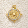 Wholesale Jewelry Elegant Natural Style Copper Plated Real Gold Sun Pendant Necklace With Zircon Eyes And Star Pattern