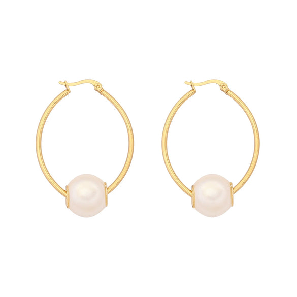 Wholesale Jewelry Elegant Pearl Geometric Stainless Steel Earrings Electroplated For Women