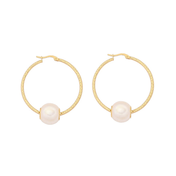 Wholesale Jewelry Elegant Pearl Geometric Stainless Steel Earrings Electroplated For Women