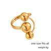 Wholesale Jewelry Elegant Round 304 Stainless Steel Gold Plated Open Rings