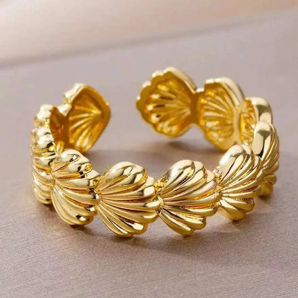 Wholesale Jewelry Elegant Shell 304 Stainless Steel Open Rings