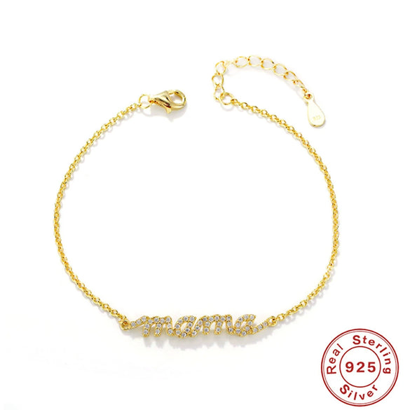 Wholesale Jewelry Elegant Silver 925 Sterling Silver Electroplated Letters Bracelet For Women
