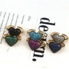 Wholesale Jewelry Elegant Simple Inlaid Color Zircon Heart Shape Copper Adjustable Ring With Electroplating For Women