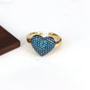 Wholesale Jewelry Elegant Simple Inlaid Color Zircon Heart Shape Copper Adjustable Ring With Electroplating For Women
