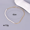 Wholesale Jewelry Elegant Simple Style Solid Color 304 Stainless Steel Freshwater Pearl Titanium Steel 18K Gold Plated Beaded Bracelets Necklace
