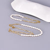Wholesale Jewelry Elegant Simple Style Solid Color 304 Stainless Steel Freshwater Pearl Titanium Steel 18K Gold Plated Beaded Bracelets Necklace