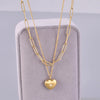 Wholesale Jewelry Elegant Simple Style Solid Color 304 Stainless Steel Titanium Steel 18K Gold Plated Plating Double Layer Necklaces Pendant Necklace