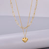 Wholesale Jewelry Elegant Simple Style Solid Color 304 Stainless Steel Titanium Steel 18K Gold Plated Plating Double Layer Necklaces Pendant Necklace