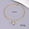 Wholesale Jewelry Elegant Simple Style Solid Color 304 Stainless Steel Titanium Steel 18K Gold Plated Plating Double Layer Necklaces Pendant Necklace